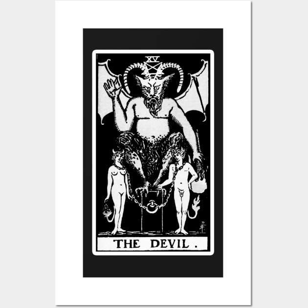 XV. The Devil Tarot Card | Black and white Wall Art by wildtribe